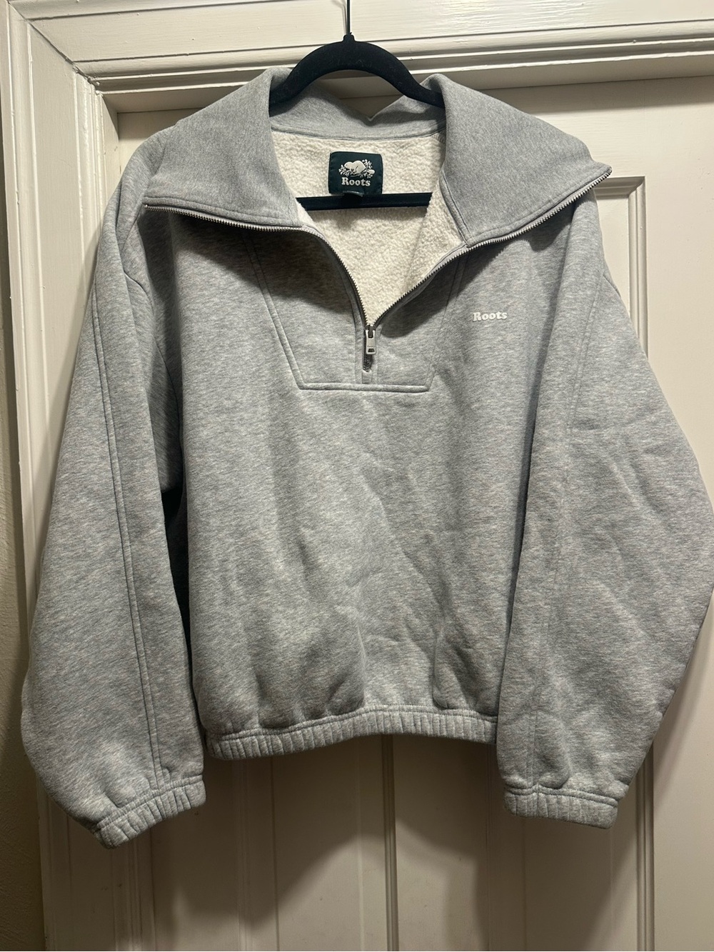 Roots Light Gray Half-Zip Sweatshirt